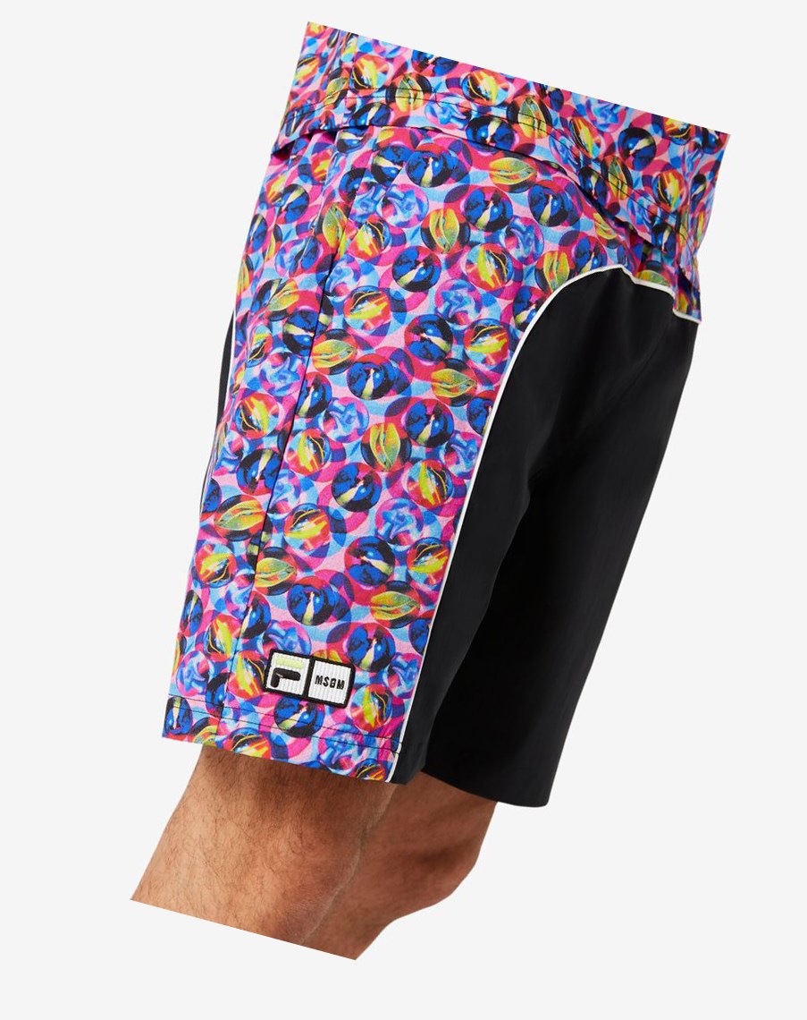 Fila Msgm X Fila Printed Corta Negras | 59UFWMXTV