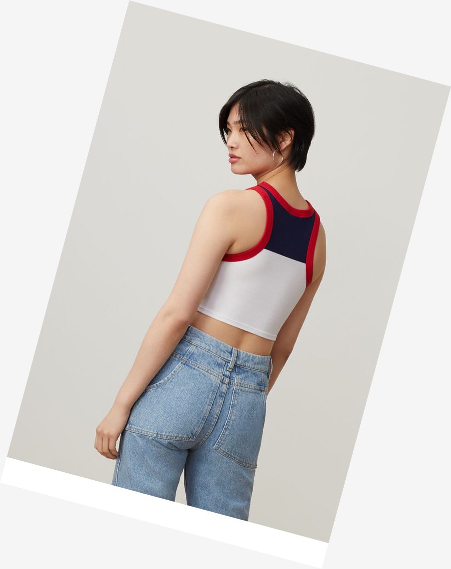Fila Nellie Crop Racer Tank Peac/Cred/Wht | 92TWIQCJL