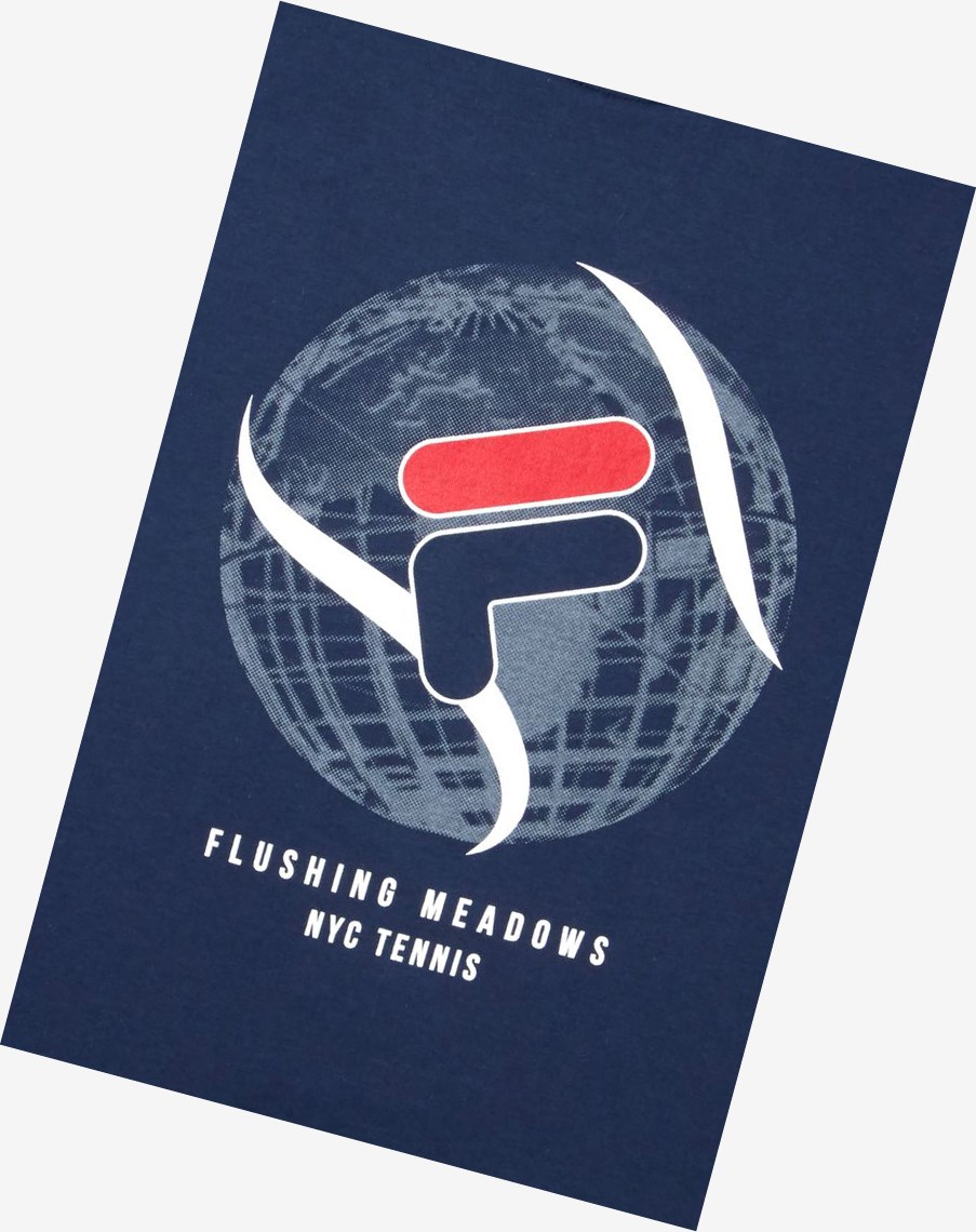 Fila Nyc Globe Tee Azul Marino | 73DQMYGLB