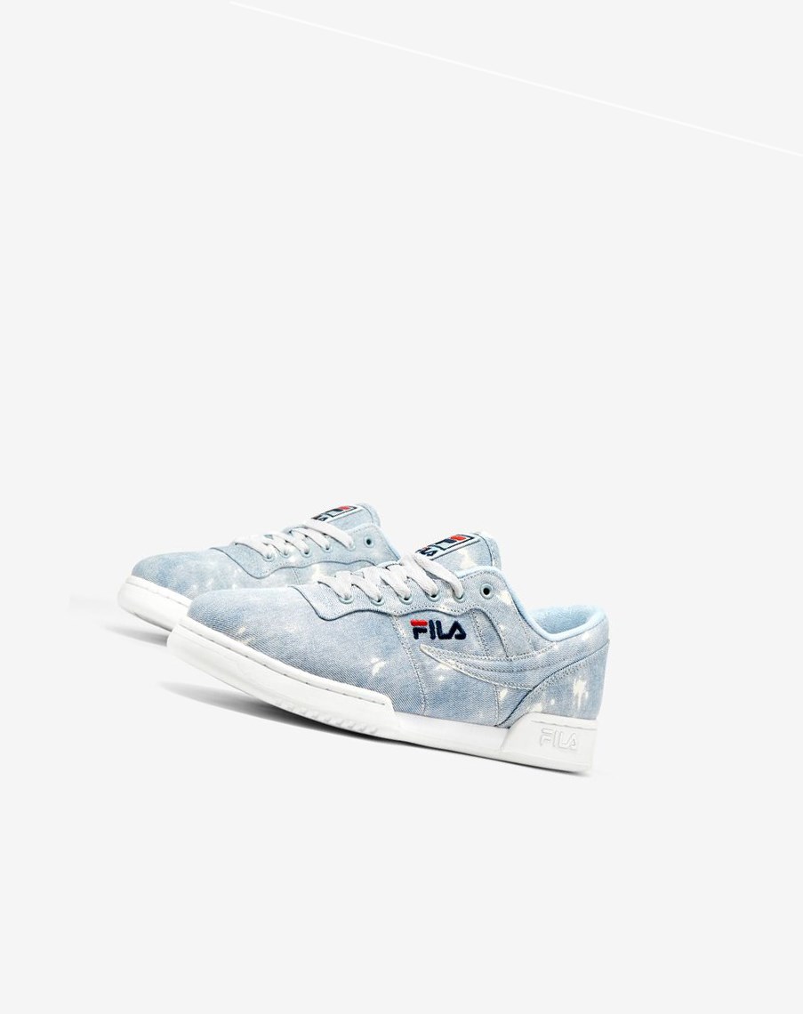 Fila Original Fitness Denim Sneakers Blancas Azul Marino | 91SZJGAIX