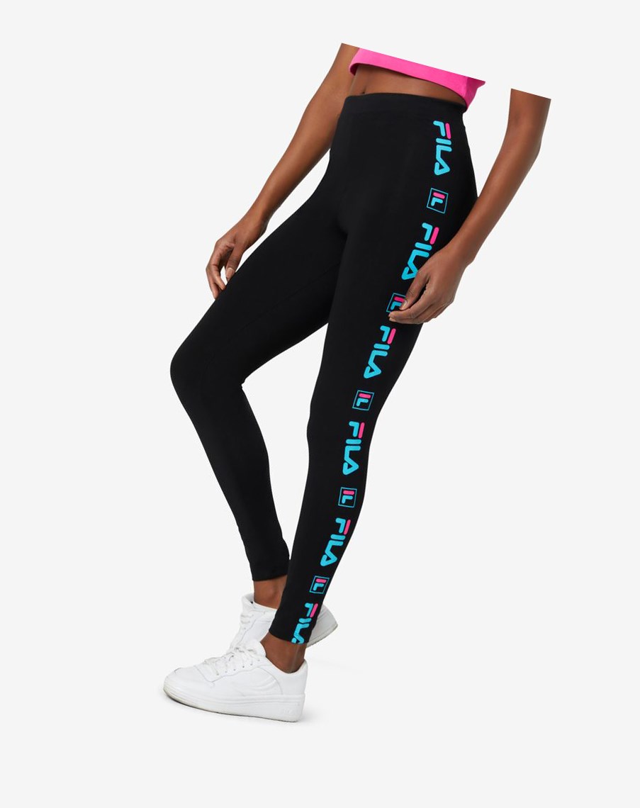 Fila Parma Legging Negras Azules Rosas | 53RLTAXMZ