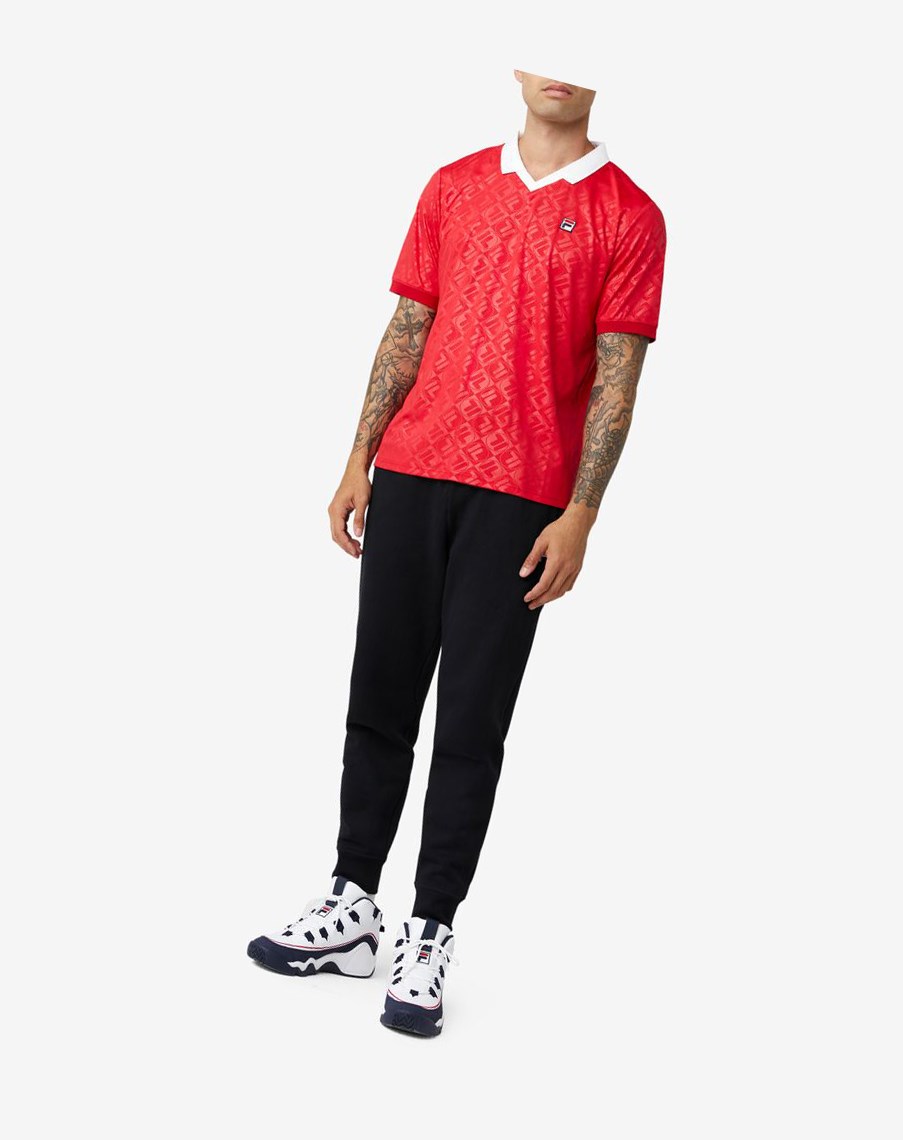 Fila Paxton Johnny Collar Polo Rojas Blancas | 70BGHOVAZ