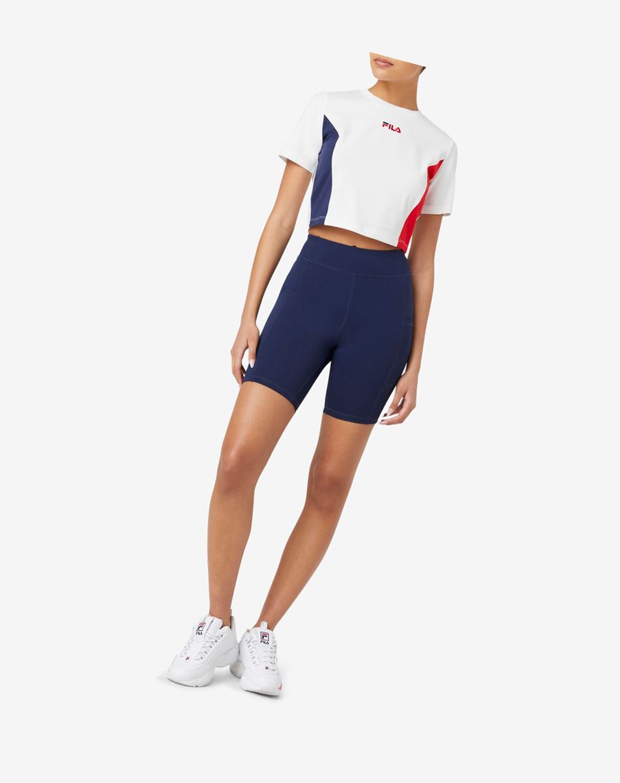 Fila Piera Crop Top Blancas Rojas | 61MKIWBLZ