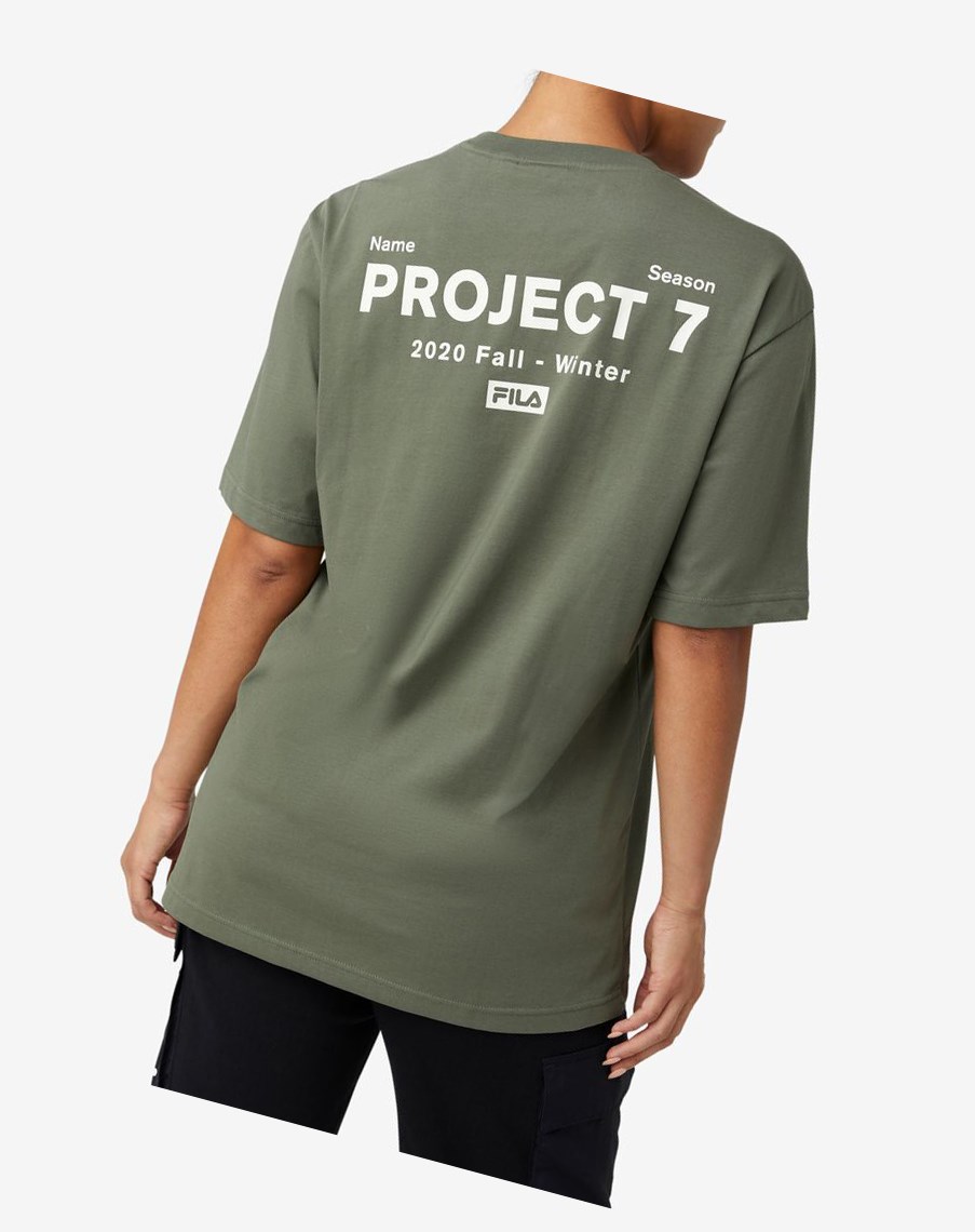 Fila Project 7 Logo T-shirt Kaki | 01VWDSIUN