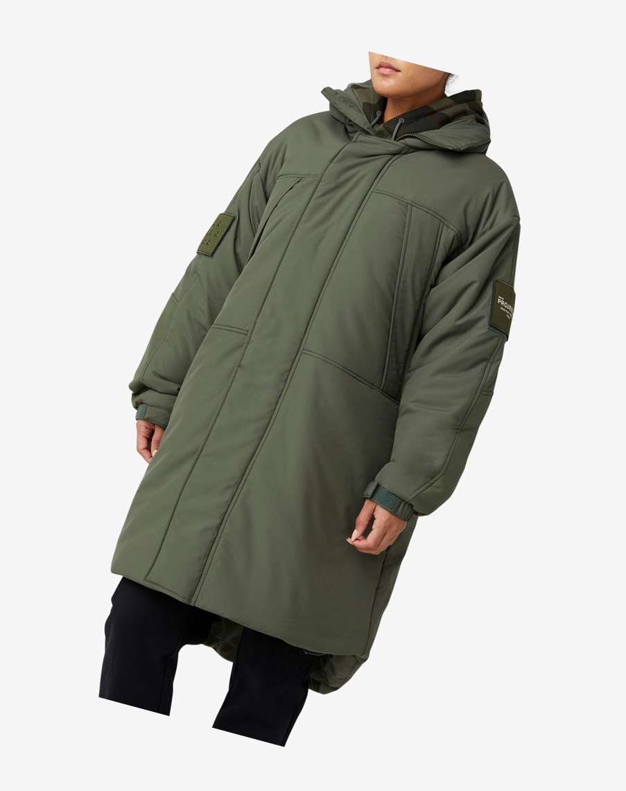 Fila Project 7 Long Acolchado Coat Kaki | 08PDTKNGV