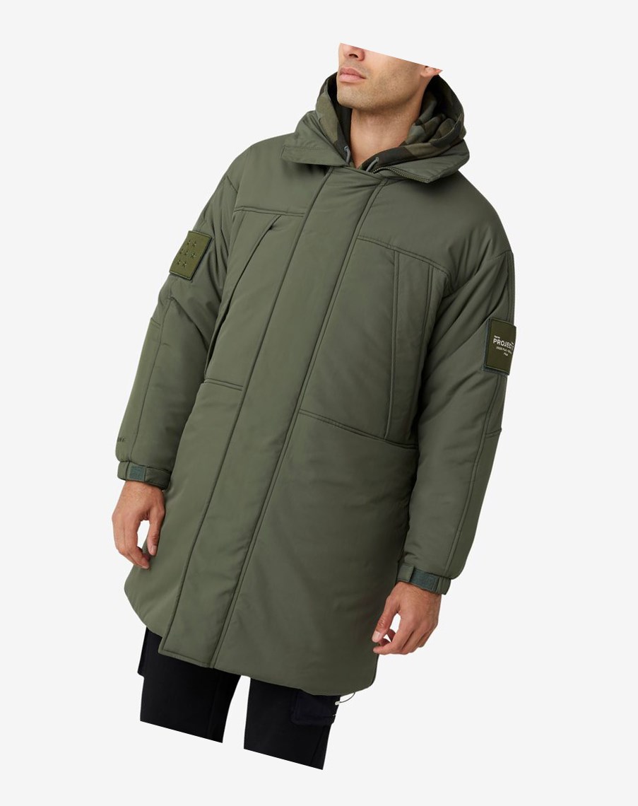 Fila Project 7 Long Acolchado Coat Kaki | 08PDTKNGV