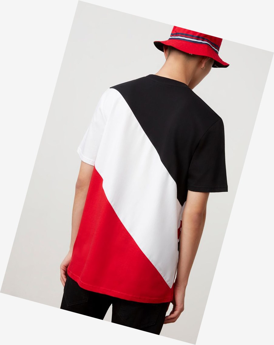 Fila Rowan A Rayas Tee Blk/Wht/Cred | 09GEUWVMK