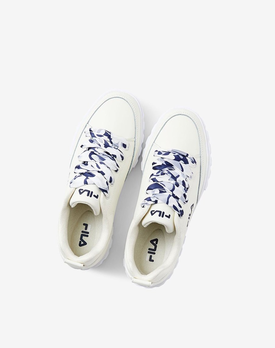 Fila Sandblast Low Satin Encaje Sneakers Blancas Azul Marino Blancas | 20PJAVSGC