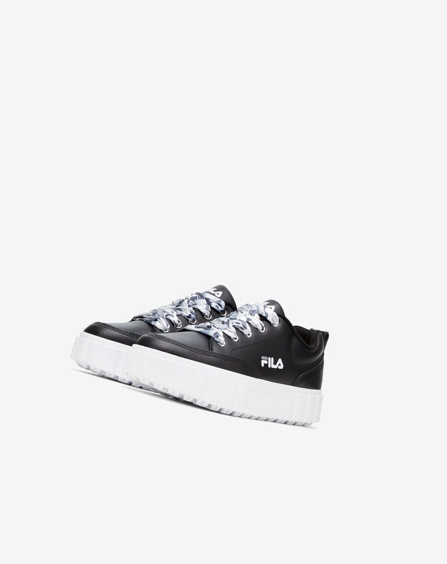 Fila Sandblast Low Satin Encaje Sneakers Negras Blancas | 83BJVPUNH