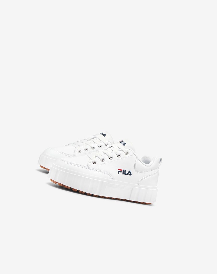 Fila Sandblast Low Sneakers Blancas Azul Marino Rojas | 27PAUSCWG