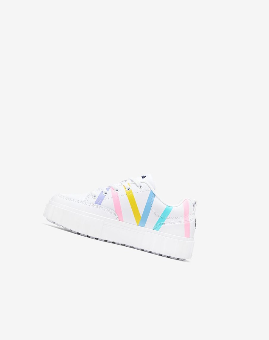 Fila Sandblast Low Stripe Sneakers Blancas Azules | 47GAECIMQ
