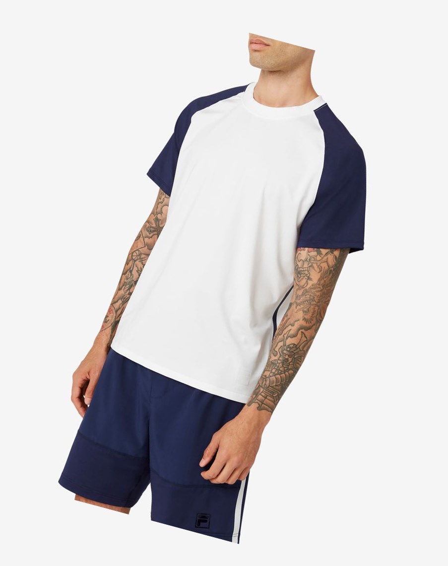 Fila Tie Breaker Color Blocked Crew Blancas Azul Marino | 28XNZKCOL