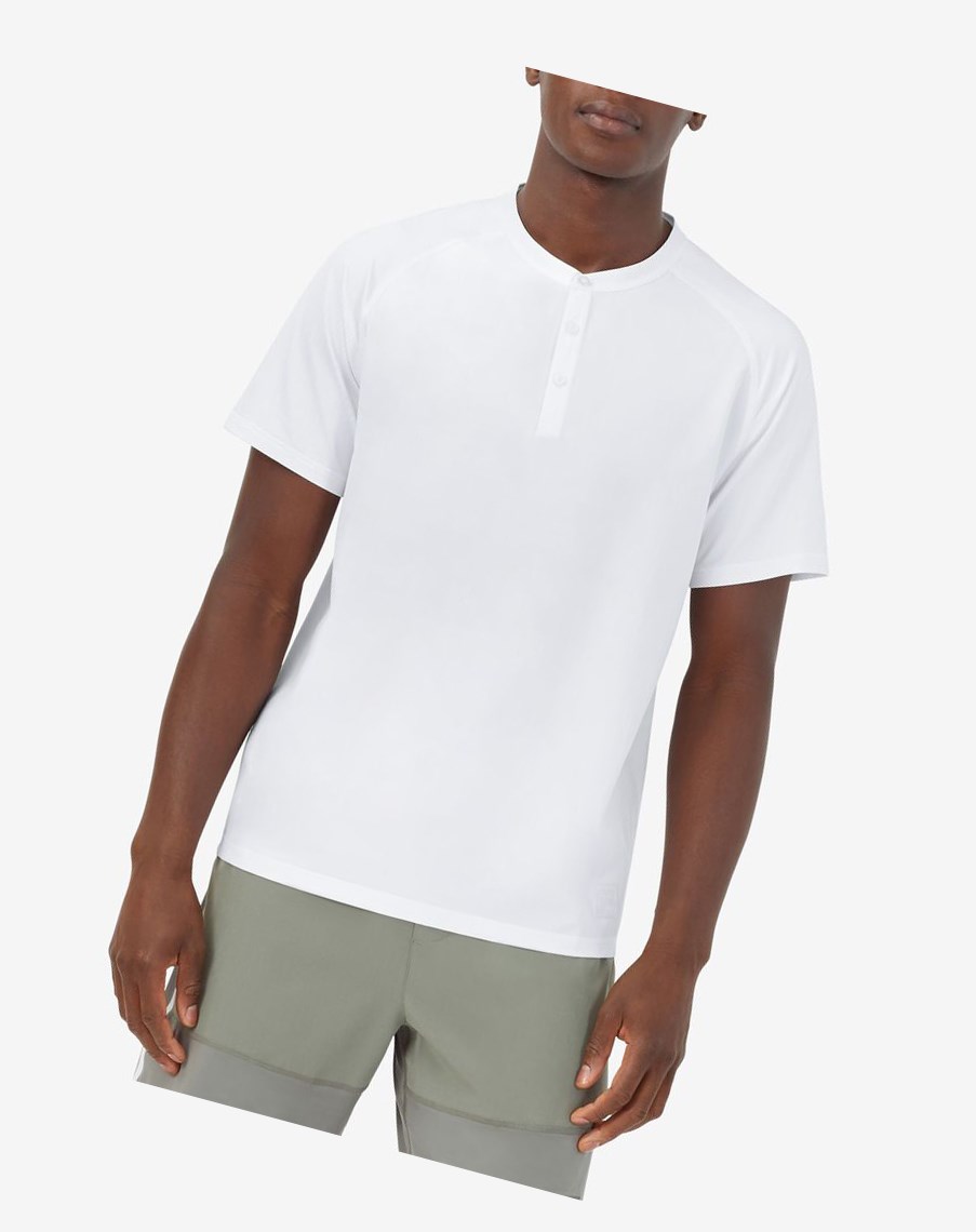 Fila Tie Breaker Corta Sleeve Henley Blancas Blancas | 93ZYUTXOE