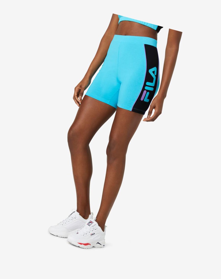 Fila Trina Bike Corta Negras Azules Moradas | 58MVPFOKQ