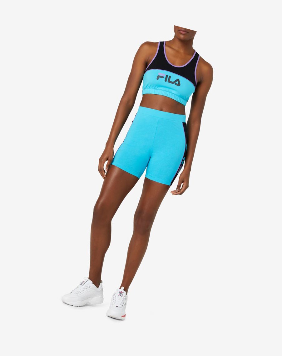 Fila Trina Bike Corta Negras Azules Moradas | 58MVPFOKQ