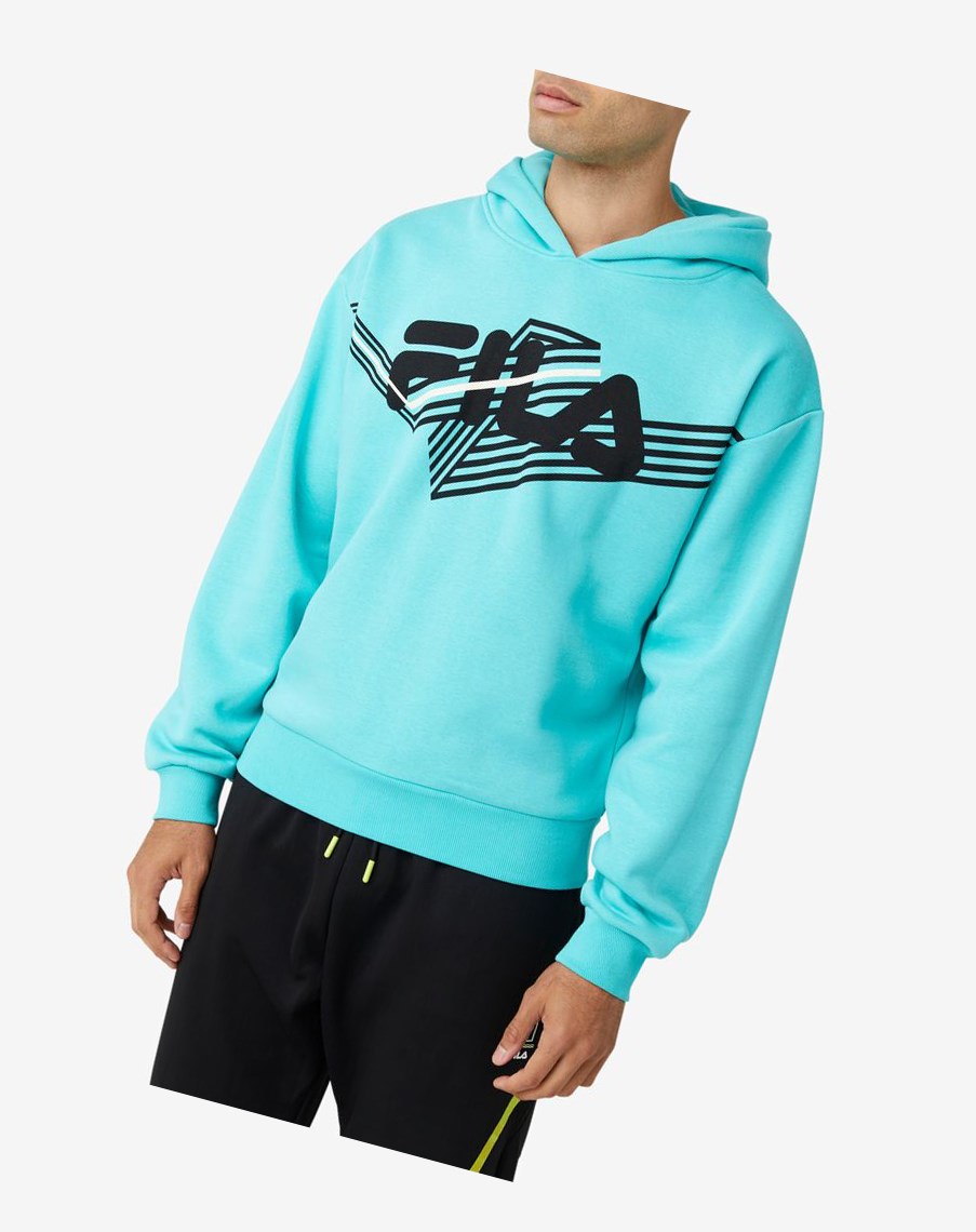 Fila Waldo Hoodie Azules Turquesa Negras | 39VGBQOCF
