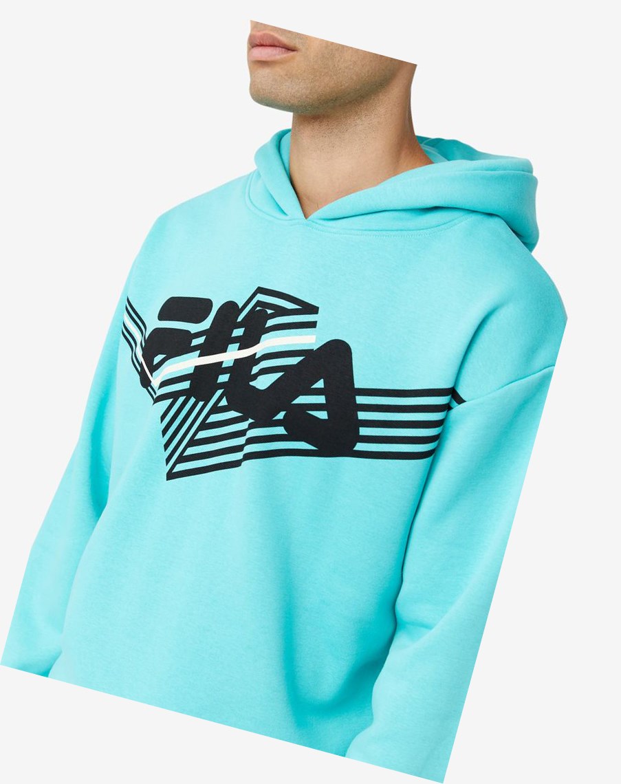Fila Waldo Hoodie Azules Turquesa Negras | 67MTLGXHB