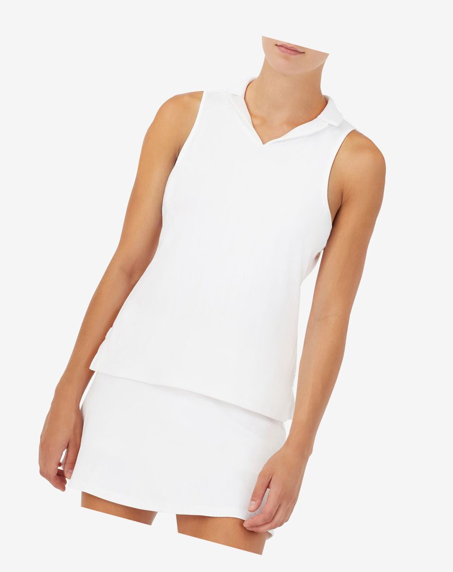 Fila White Line Sin Manga Polo Blancas | 30OEIGTAX